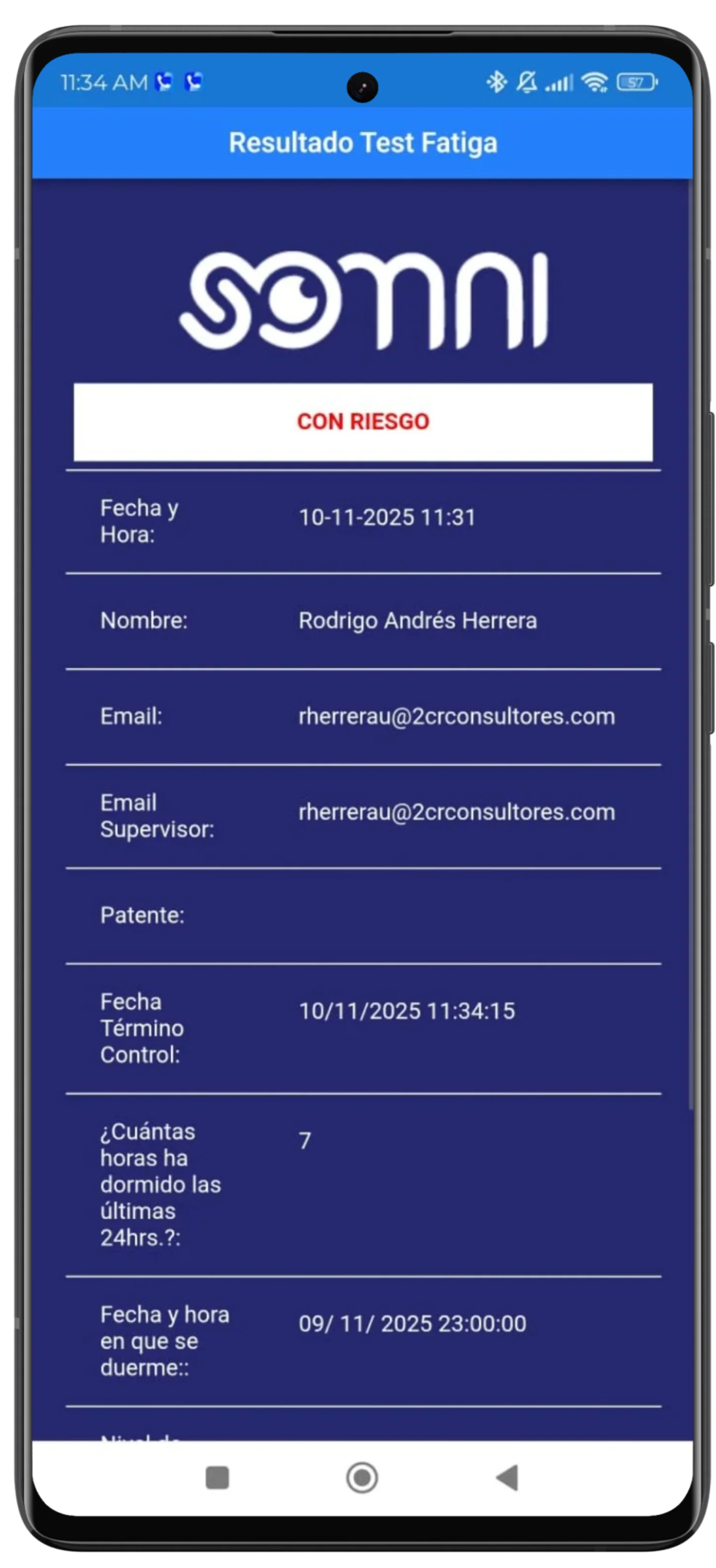 Resultado encuesta fatiga con riesgo